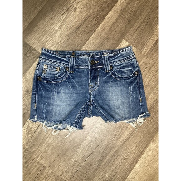 Miss Me Cut Off Shorts Womens 25 Low Rise Aztec Embroidered Bling Rhinestone - Picture 2 of 9